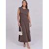image:imageANRABESS Summer Dress for Women 2026 Maxi Sundresses Casual Cap Sleeve Crew Neck Loose Split Beach Travel Vacation ClothesCoffee