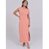 image:imageANRABESS Summer Dress for Women 2026 Maxi Sundresses Casual Cap Sleeve Crew Neck Loose Split Beach Travel Vacation ClothesCoral Pink