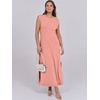 image:imageANRABESS Summer Dress for Women 2026 Maxi Sundresses Casual Cap Sleeve Crew Neck Loose Split Beach Travel Vacation ClothesCoral Pink