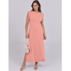 image:imageANRABESS Summer Dress for Women 2026 Maxi Sundresses Casual Cap Sleeve Crew Neck Loose Split Beach Travel Vacation ClothesCoral Pink