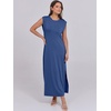 image:imageANRABESS Summer Dress for Women 2026 Maxi Sundresses Casual Cap Sleeve Crew Neck Loose Split Beach Travel Vacation ClothesDark Blue