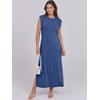 image:imageANRABESS Summer Dress for Women 2026 Maxi Sundresses Casual Cap Sleeve Crew Neck Loose Split Beach Travel Vacation ClothesDark Blue