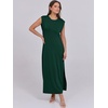 image:imageANRABESS Summer Dress for Women 2026 Maxi Sundresses Casual Cap Sleeve Crew Neck Loose Split Beach Travel Vacation ClothesDeep Green