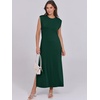 image:imageANRABESS Summer Dress for Women 2026 Maxi Sundresses Casual Cap Sleeve Crew Neck Loose Split Beach Travel Vacation ClothesDeep Green