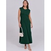 image:imageANRABESS Summer Dress for Women 2026 Maxi Sundresses Casual Cap Sleeve Crew Neck Loose Split Beach Travel Vacation ClothesDeep Green