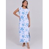 image:imageANRABESS Summer Dress for Women 2026 Maxi Sundresses Casual Cap Sleeve Crew Neck Loose Split Beach Travel Vacation ClothesFloral Blue