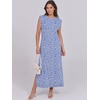 image:imageANRABESS Summer Dress for Women 2026 Maxi Sundresses Casual Cap Sleeve Crew Neck Loose Split Beach Travel Vacation ClothesFloral Blue White