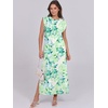 image:imageANRABESS Summer Dress for Women 2026 Maxi Sundresses Casual Cap Sleeve Crew Neck Loose Split Beach Travel Vacation ClothesFloral Green