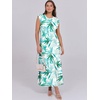 image:imageANRABESS Summer Dress for Women 2026 Maxi Sundresses Casual Cap Sleeve Crew Neck Loose Split Beach Travel Vacation ClothesFloral Green White