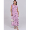 image:imageANRABESS Summer Dress for Women 2026 Maxi Sundresses Casual Cap Sleeve Crew Neck Loose Split Beach Travel Vacation ClothesFloral Purple Pink