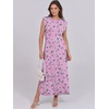 image:imageANRABESS Summer Dress for Women 2026 Maxi Sundresses Casual Cap Sleeve Crew Neck Loose Split Beach Travel Vacation ClothesFloral Purple Pink