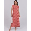 image:imageANRABESS Summer Dress for Women 2026 Maxi Sundresses Casual Cap Sleeve Crew Neck Loose Split Beach Travel Vacation ClothesFloral Red