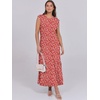 image:imageANRABESS Summer Dress for Women 2026 Maxi Sundresses Casual Cap Sleeve Crew Neck Loose Split Beach Travel Vacation ClothesFloral Red