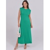 image:imageANRABESS Summer Dress for Women 2026 Maxi Sundresses Casual Cap Sleeve Crew Neck Loose Split Beach Travel Vacation ClothesGreen