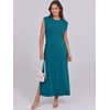 image:imageANRABESS Summer Dress for Women 2026 Maxi Sundresses Casual Cap Sleeve Crew Neck Loose Split Beach Travel Vacation ClothesLake Green