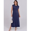 image:imageANRABESS Summer Dress for Women 2026 Maxi Sundresses Casual Cap Sleeve Crew Neck Loose Split Beach Travel Vacation ClothesNavy Blue