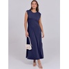 image:imageANRABESS Summer Dress for Women 2026 Maxi Sundresses Casual Cap Sleeve Crew Neck Loose Split Beach Travel Vacation ClothesNavy Blue