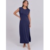 image:imageANRABESS Summer Dress for Women 2026 Maxi Sundresses Casual Cap Sleeve Crew Neck Loose Split Beach Travel Vacation ClothesNavy Blue