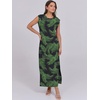 image:imageANRABESS Summer Dress for Women 2026 Maxi Sundresses Casual Cap Sleeve Crew Neck Loose Split Beach Travel Vacation ClothesNavy Green Leaves