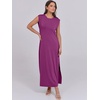 image:imageANRABESS Summer Dress for Women 2026 Maxi Sundresses Casual Cap Sleeve Crew Neck Loose Split Beach Travel Vacation ClothesPurple Red