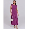image:imageANRABESS Summer Dress for Women 2026 Maxi Sundresses Casual Cap Sleeve Crew Neck Loose Split Beach Travel Vacation ClothesPurple Red