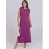 image:imageANRABESS Summer Dress for Women 2026 Maxi Sundresses Casual Cap Sleeve Crew Neck Loose Split Beach Travel Vacation ClothesPurple Red