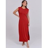 image:imageANRABESS Summer Dress for Women 2026 Maxi Sundresses Casual Cap Sleeve Crew Neck Loose Split Beach Travel Vacation ClothesRed