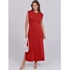 image:imageANRABESS Summer Dress for Women 2026 Maxi Sundresses Casual Cap Sleeve Crew Neck Loose Split Beach Travel Vacation ClothesRed