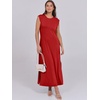 image:imageANRABESS Summer Dress for Women 2026 Maxi Sundresses Casual Cap Sleeve Crew Neck Loose Split Beach Travel Vacation ClothesRed