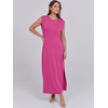 image:imageANRABESS Summer Dress for Women 2026 Maxi Sundresses Casual Cap Sleeve Crew Neck Loose Split Beach Travel Vacation ClothesRose
