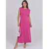 image:imageANRABESS Summer Dress for Women 2026 Maxi Sundresses Casual Cap Sleeve Crew Neck Loose Split Beach Travel Vacation ClothesRose