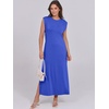 image:imageANRABESS Summer Dress for Women 2026 Maxi Sundresses Casual Cap Sleeve Crew Neck Loose Split Beach Travel Vacation ClothesRoyal Blue