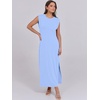 image:imageANRABESS Summer Dress for Women 2026 Maxi Sundresses Casual Cap Sleeve Crew Neck Loose Split Beach Travel Vacation ClothesSky Blue