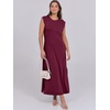 image:imageANRABESS Summer Dress for Women 2026 Maxi Sundresses Casual Cap Sleeve Crew Neck Loose Split Beach Travel Vacation ClothesWine Red