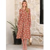 image:imageANRABESS Women Long Sleeve Casual Midi Dress  Crewneck Flowy ALine Long Dresses Soft Lightweight Church Vacation Floral Outfits Fall Fashion Transition ClothesPrint Green White Floral