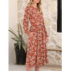 image:imageANRABESS Women Long Sleeve Casual Midi Dress  Crewneck Flowy ALine Long Dresses Soft Lightweight Church Vacation Floral Outfits Fall Fashion Transition ClothesPrint Green White Floral