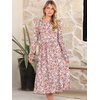 image:imageANRABESS Women Long Sleeve Casual Midi Dress  Crewneck Flowy ALine Long Dresses Soft Lightweight Church Vacation Floral Outfits Fall Fashion Transition ClothesFloral Pink