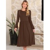 image:imageANRABESS Women Long Sleeve Casual Midi Dress  Crewneck Flowy ALine Long Dresses Soft Lightweight Church Vacation Floral Outfits Fall Fashion Transition ClothesBrown