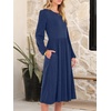 image:imageANRABESS Women Long Sleeve Casual Midi Dress  Crewneck Flowy ALine Long Dresses Soft Lightweight Church Vacation Floral Outfits Fall Fashion Transition ClothesNighty Blue