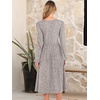 image:imageANRABESS Women Long Sleeve Casual Midi Dress  Crewneck Flowy ALine Long Dresses Soft Lightweight Church Vacation Floral Outfits Fall Fashion Transition ClothesGrey Khaki White Dot