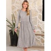 image:imageANRABESS Women Long Sleeve Casual Midi Dress  Crewneck Flowy ALine Long Dresses Soft Lightweight Church Vacation Floral Outfits Fall Fashion Transition ClothesGrey Khaki White Dot