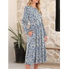image:imageANRABESS Women Long Sleeve Casual Midi Dress  Crewneck Flowy ALine Long Dresses Soft Lightweight Church Vacation Floral Outfits Fall Fashion Transition ClothesFloral Blue Yellow