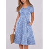 image:imageANRABESS Women Summer Dress Casual Short Sleeve V Neck ALine Knee Length Pleated Flowy 2026 Fashion Midi Dresses with PocketBlue White Floral