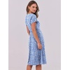 image:imageANRABESS Women Summer Dress Casual Short Sleeve V Neck ALine Knee Length Pleated Flowy 2026 Fashion Midi Dresses with PocketBlue White Floral