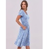 image:imageANRABESS Women Summer Dress Casual Short Sleeve V Neck ALine Knee Length Pleated Flowy 2026 Fashion Midi Dresses with PocketBlue White Floral