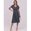 image:imageANRABESS Women Summer Dress Casual Short Sleeve V Neck ALine Knee Length Pleated Flowy 2026 Fashion Midi Dresses with PocketDeep Grey