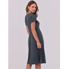 image:imageANRABESS Women Summer Dress Casual Short Sleeve V Neck ALine Knee Length Pleated Flowy 2026 Fashion Midi Dresses with PocketDeep Grey