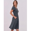image:imageANRABESS Women Summer Dress Casual Short Sleeve V Neck ALine Knee Length Pleated Flowy 2026 Fashion Midi Dresses with PocketDeep Grey