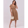 image:imageANRABESS Women Summer Dress Casual Short Sleeve V Neck ALine Knee Length Pleated Flowy 2026 Fashion Midi Dresses with PocketKhaki