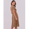 image:imageANRABESS Women Summer Dress Casual Short Sleeve V Neck ALine Knee Length Pleated Flowy 2026 Fashion Midi Dresses with PocketKhaki